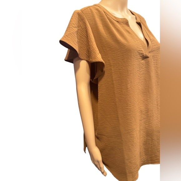 ADRIANNA PAPELL Terracotta Flutter Sleeve Blouse NWT 1X - Picture 4 of 12